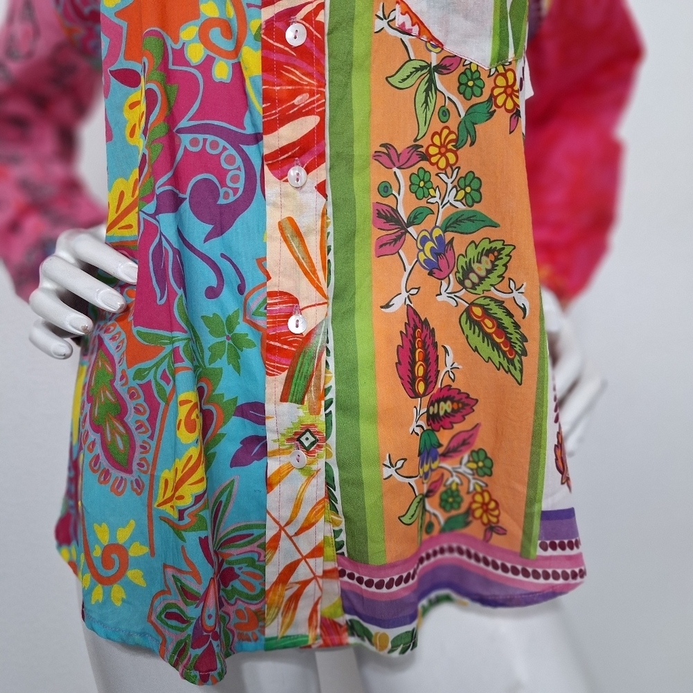 Sigrid Olsen Multicolor Boho Romantic Patchwork I… - image 3